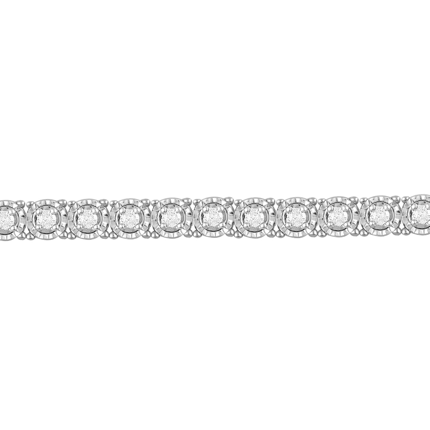 1.00 Carat T.W. Diamond Circle Link Tennis Bracelet in Sterling Silver (J, I3)