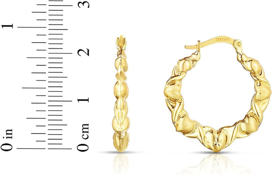 10K Yellow Gold XOXO Graduated Heart-Shaped Hoop Earrings