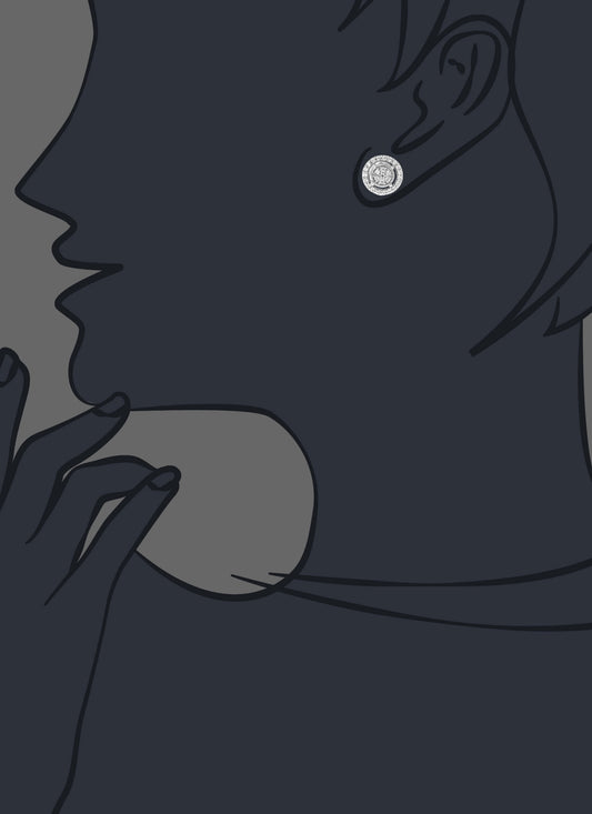 0.5 CTTW Round Diamond Stud Earrings in .925 Sterling Silver with Rhodium Finish for Women