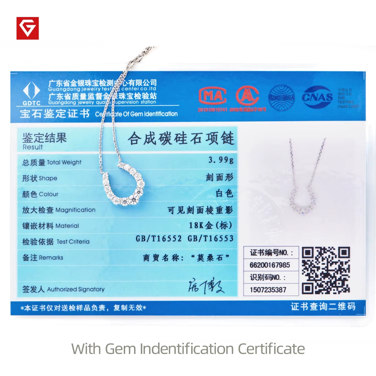 GIGAJEWE 1.09Ct White D Color VVS round 18K Solid Gold Moissanite Necklace the Horseshoe Necklace Jewelry Woman Girl Gift