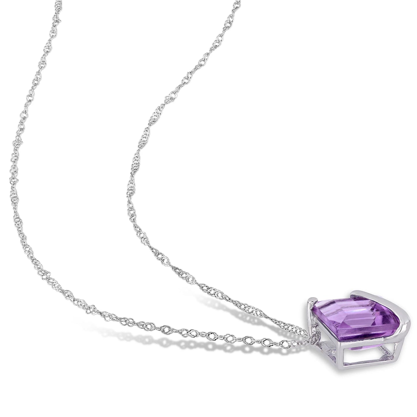 Women'S Amethyst 10K White Gold Necklace