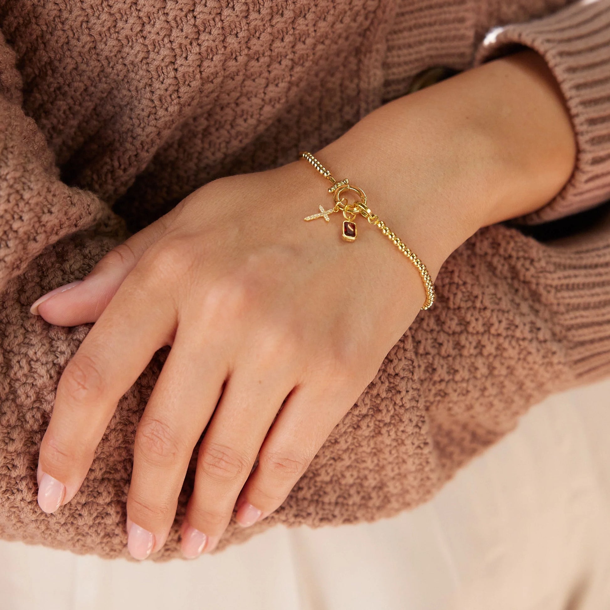 Josephine Cross Birthstone Bracelet