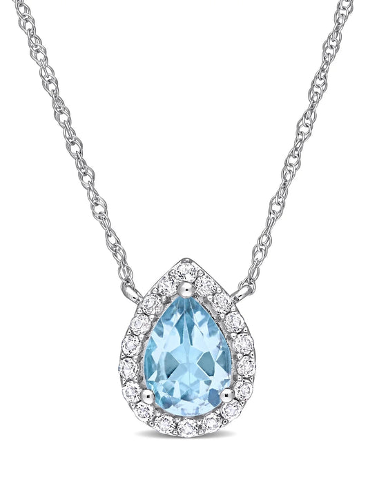 Women'S Topaz 10K White Gold Necklace