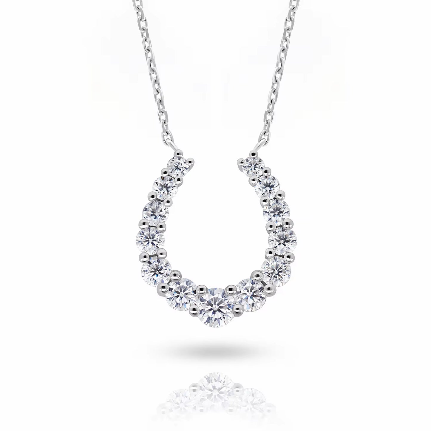 GIGAJEWE 1.09Ct White D Color VVS round 18K Solid Gold Moissanite Necklace the Horseshoe Necklace Jewelry Woman Girl Gift