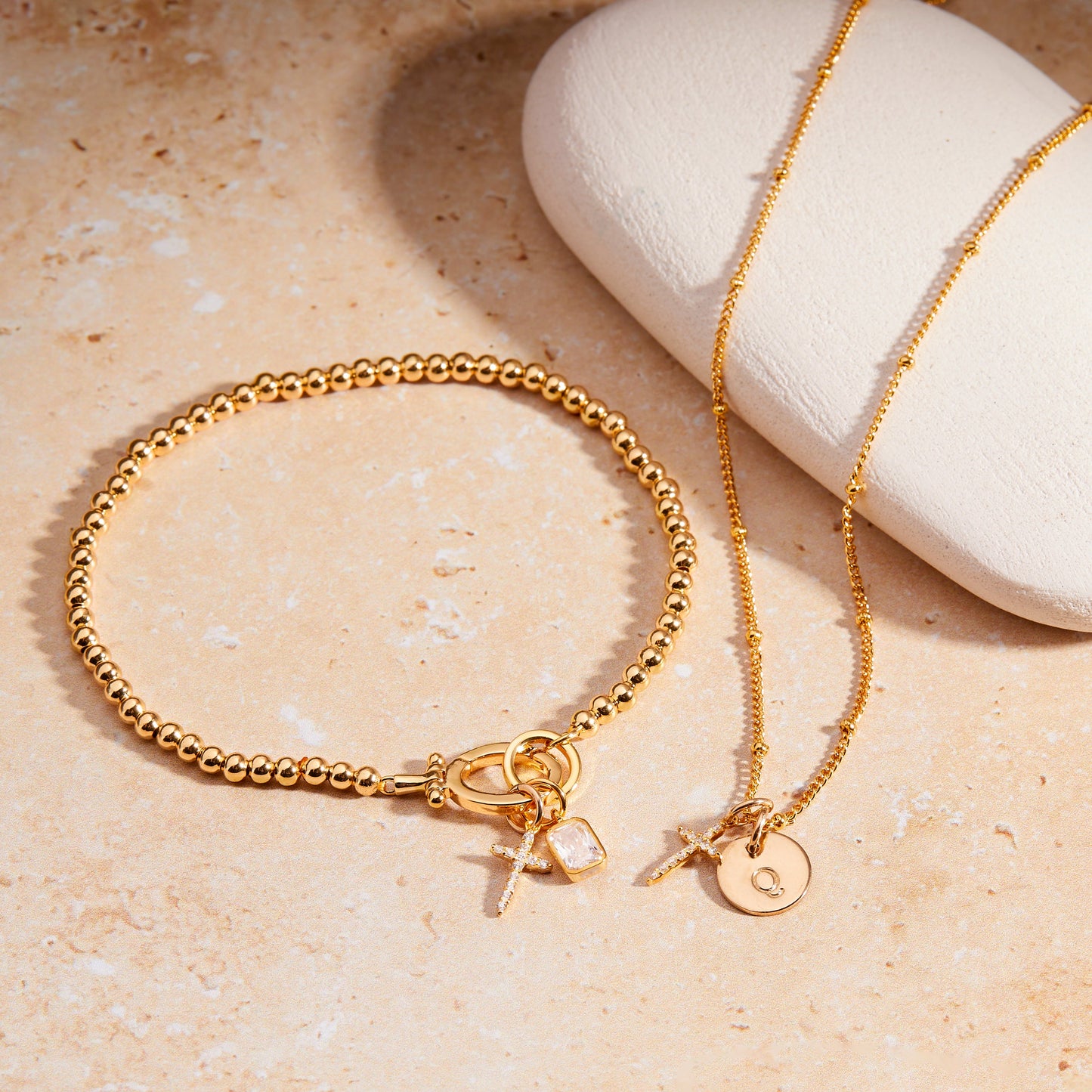 Josephine Cross Birthstone Bracelet