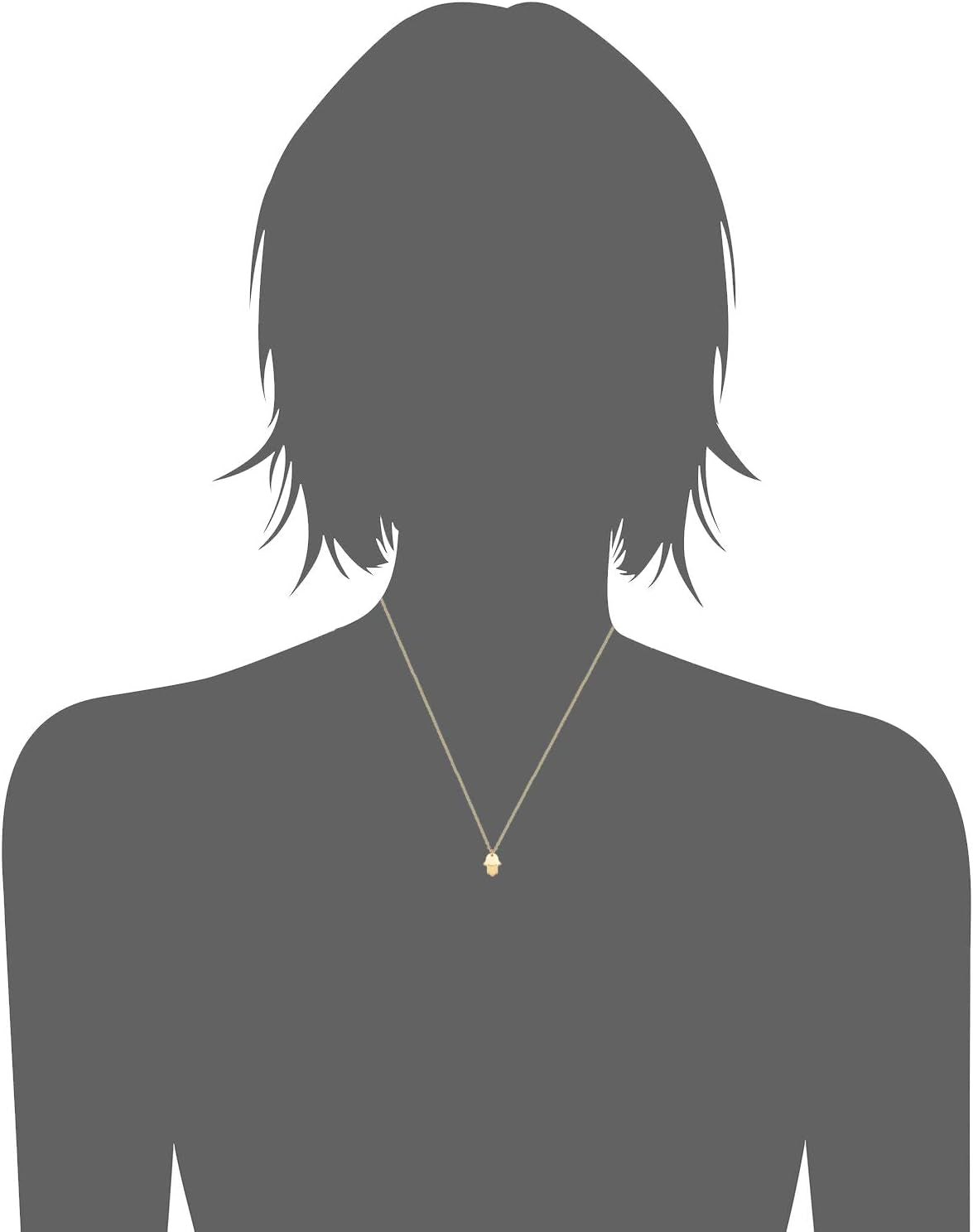 14K Yellow or White Gold Hamsa Pendant Adjustable Necklace Ror Women (Adjusts to 16 or 17 Inch)