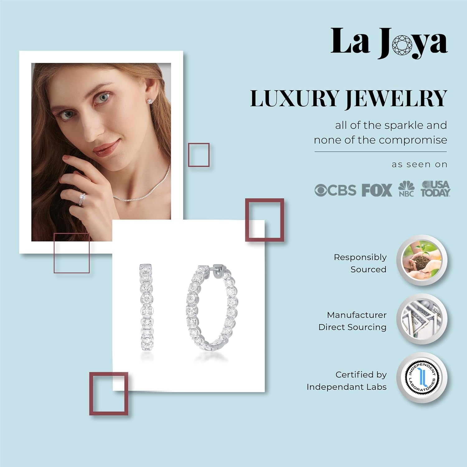 Lab Grown Diamond Inside Out Hoop Earrings for Women | 3/4-2 CT TW in 925 Sterling Silver | GH VS/SI Quality Sparkling Diamond Hoops | Perfect Gift for Women