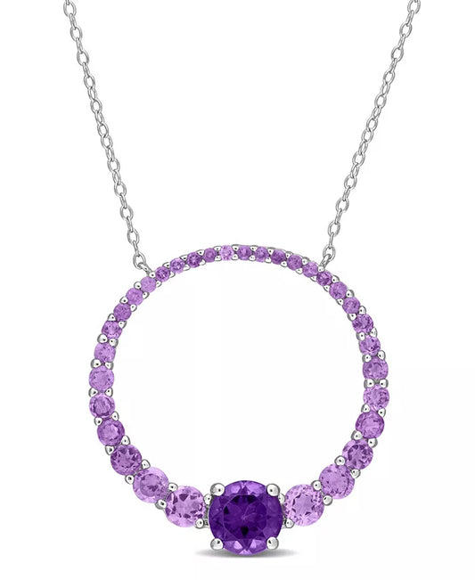 Amethyst (3 Ct. T.W.) Graduated Open Circle Necklace in Sterling Silver