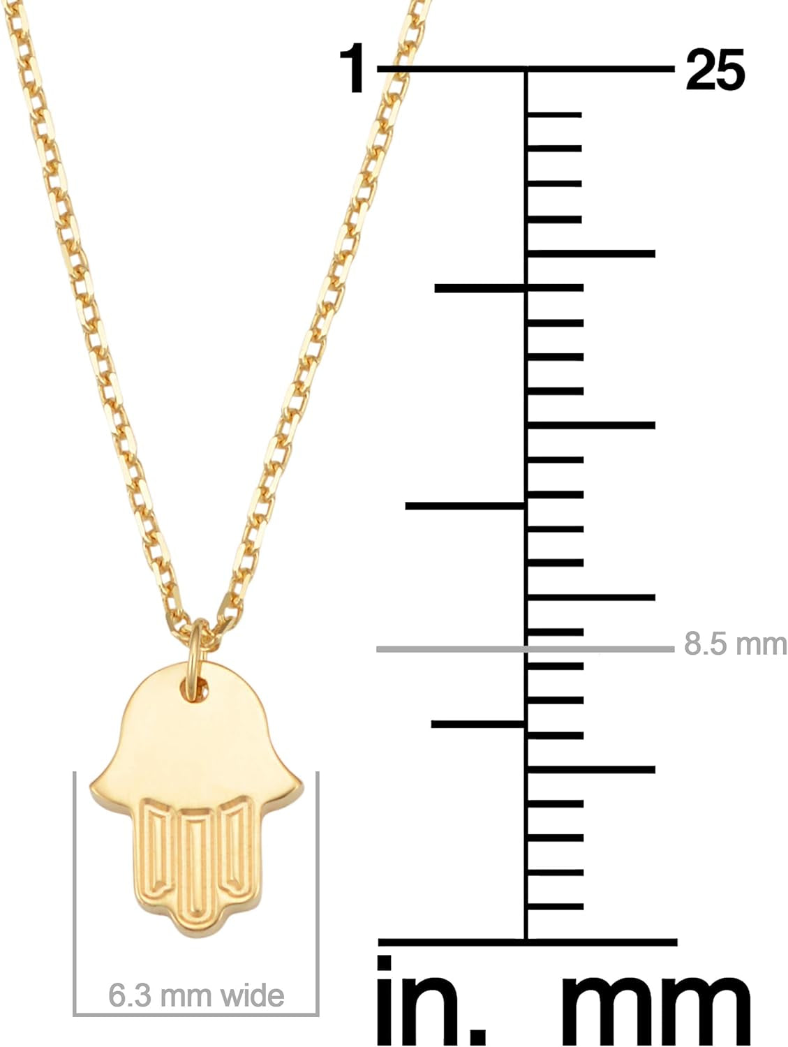 14K Yellow or White Gold Hamsa Pendant Adjustable Necklace Ror Women (Adjusts to 16 or 17 Inch)