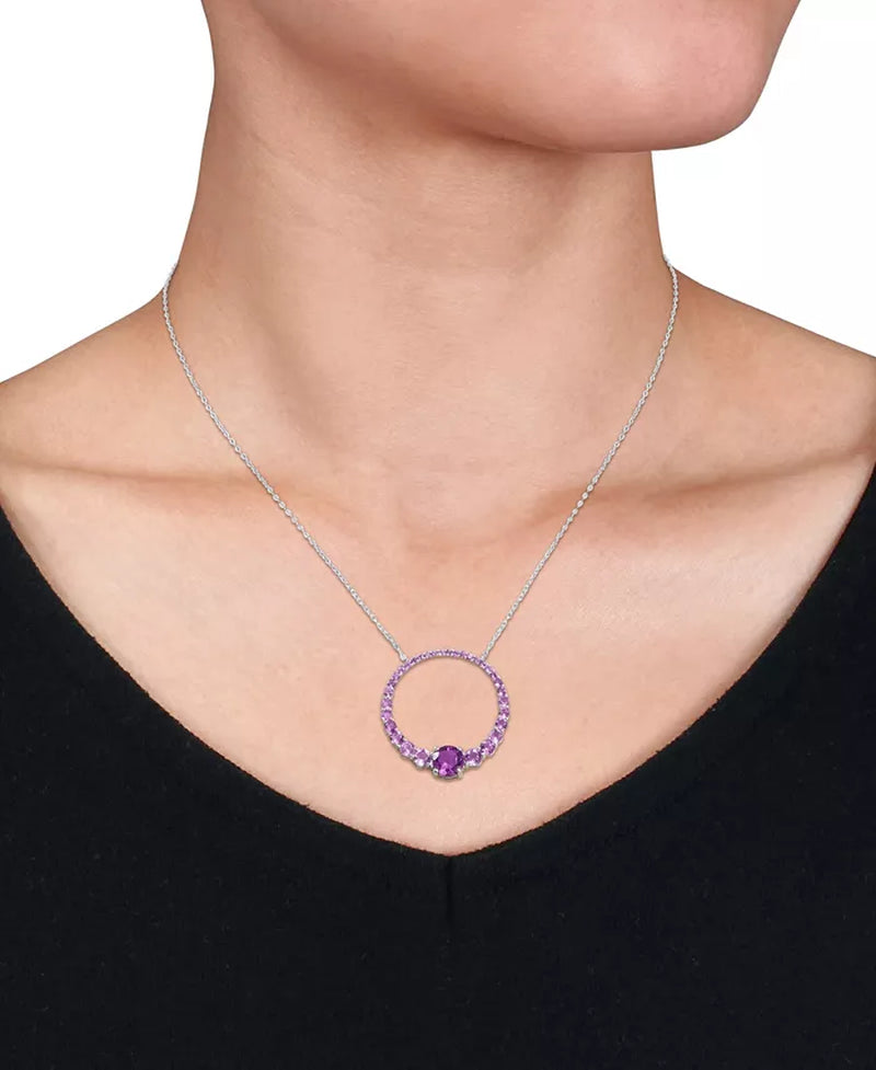 Amethyst (3 Ct. T.W.) Graduated Open Circle Necklace in Sterling Silver