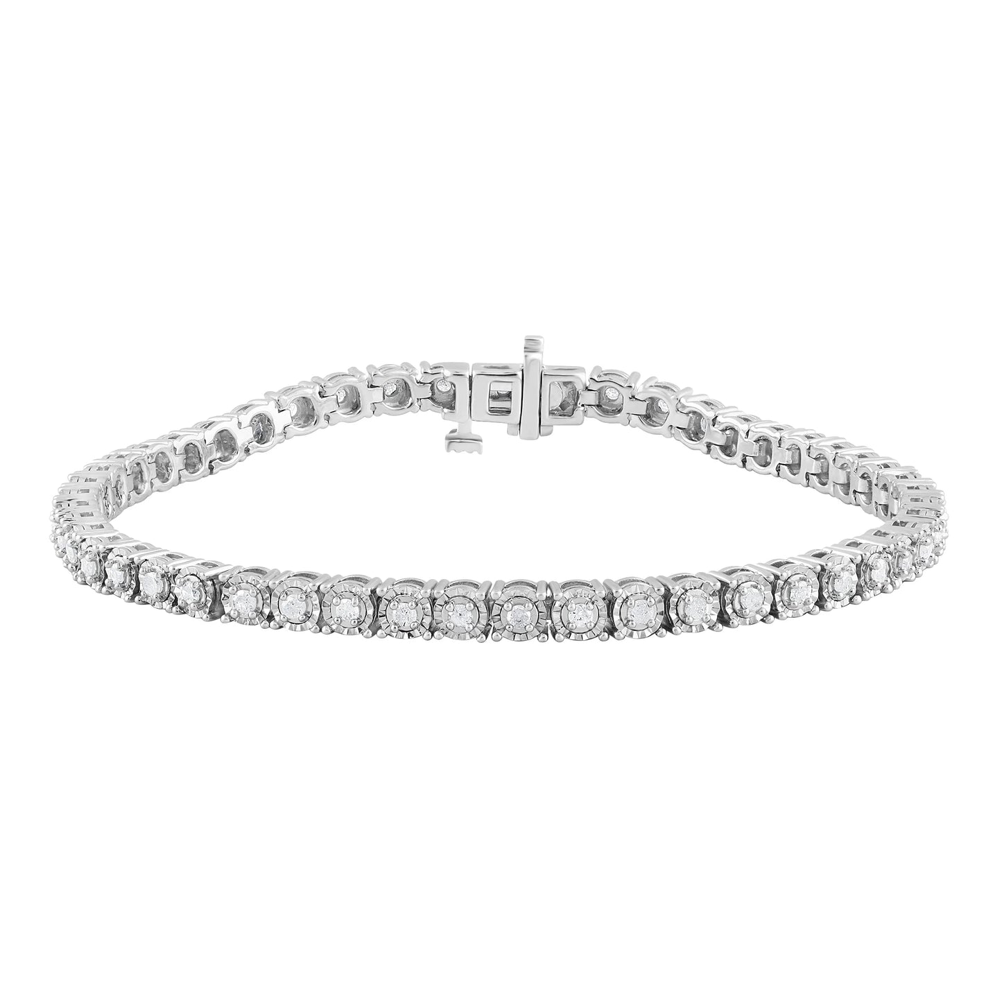 1.00 Carat T.W. Diamond Circle Link Tennis Bracelet in Sterling Silver (J, I3)