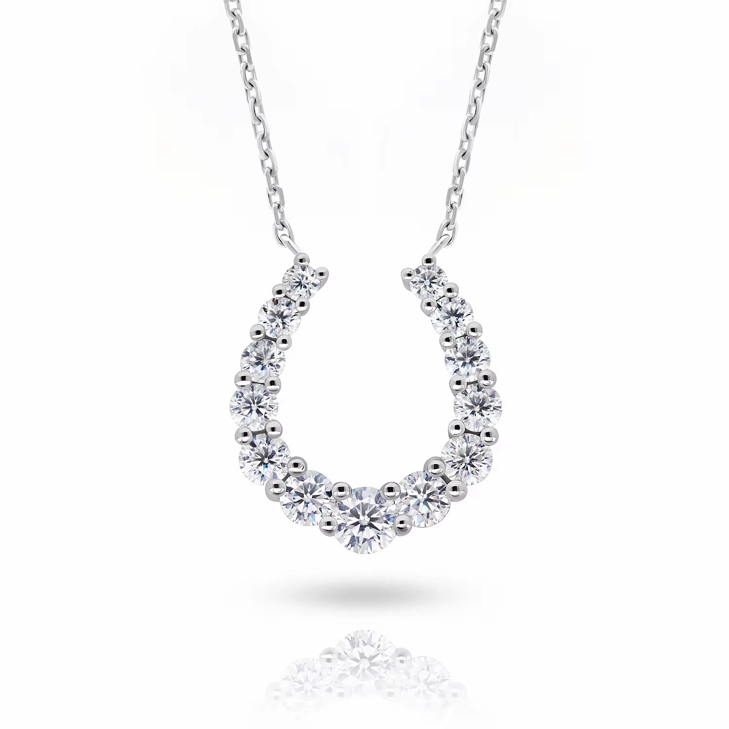 GIGAJEWE 1.09Ct White D Color VVS round 18K Solid Gold Moissanite Necklace the Horseshoe Necklace Jewelry Woman Girl Gift