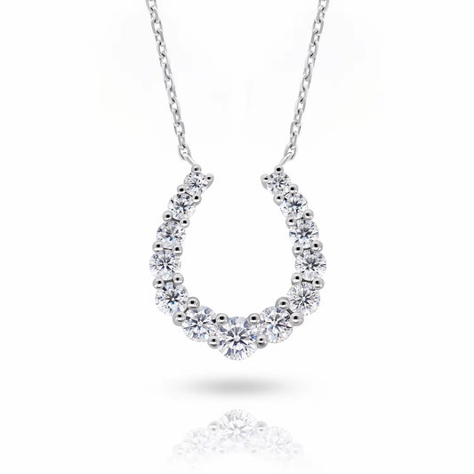 GIGAJEWE 1.09Ct White D Color VVS round 18K Solid Gold Moissanite Necklace the Horseshoe Necklace Jewelry Woman Girl Gift