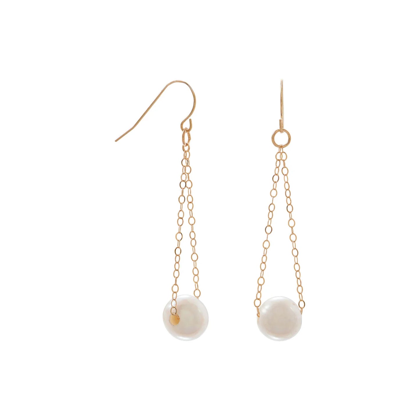 14K Gold French Wire Earrings Featuring Floating Cultured Freshwater Pearls