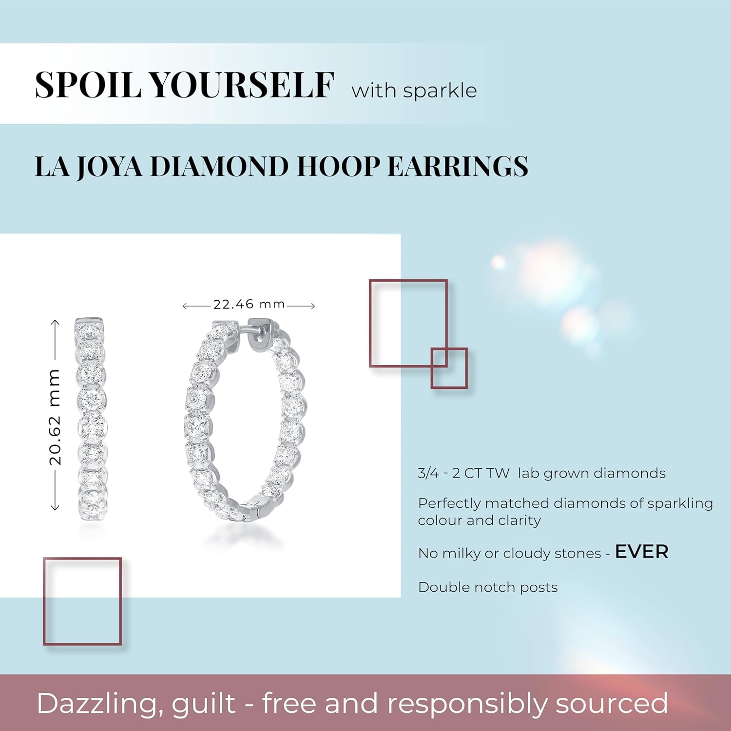 Lab Grown Diamond Inside Out Hoop Earrings for Women | 3/4-2 CT TW in 925 Sterling Silver | GH VS/SI Quality Sparkling Diamond Hoops | Perfect Gift for Women
