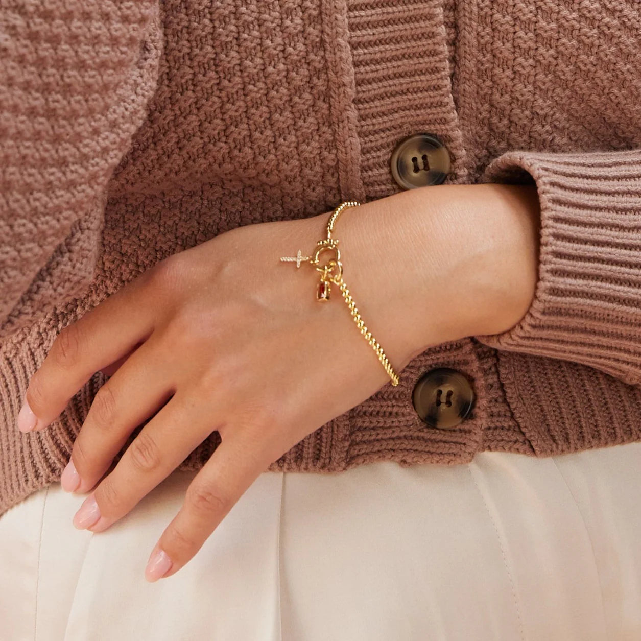 Josephine Cross Birthstone Bracelet