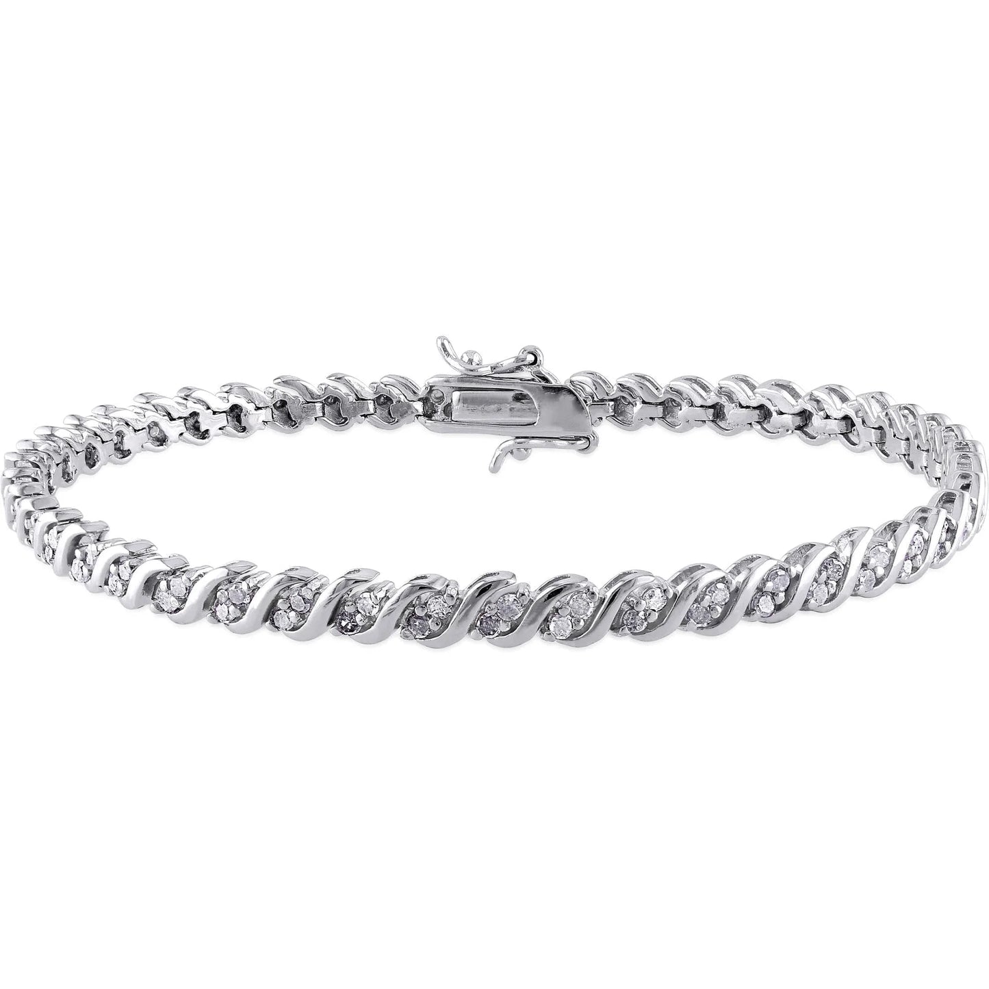 Women'S Diamond Diamond Sterling Silver Tennis Bracelet