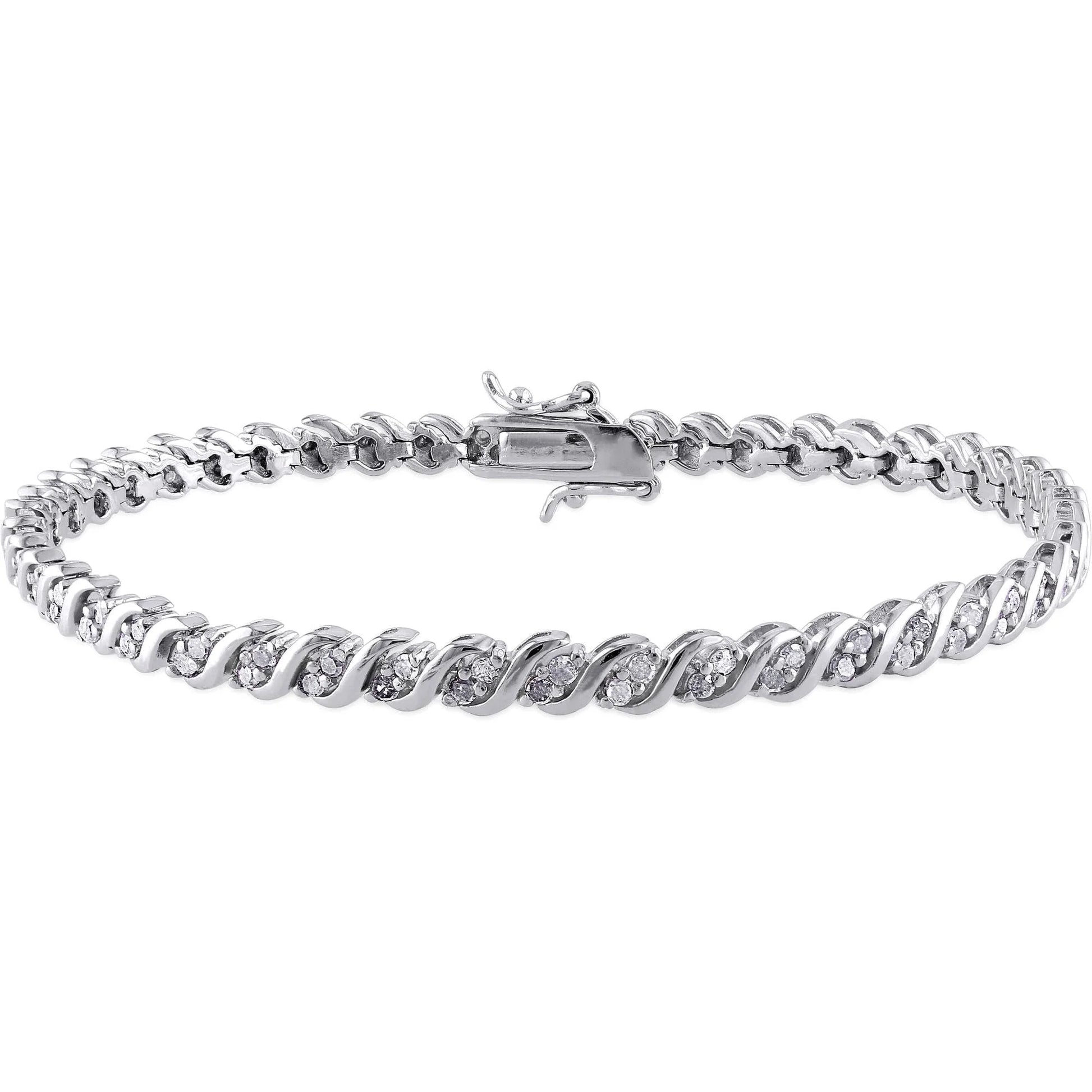 Women'S Diamond Diamond Sterling Silver Tennis Bracelet