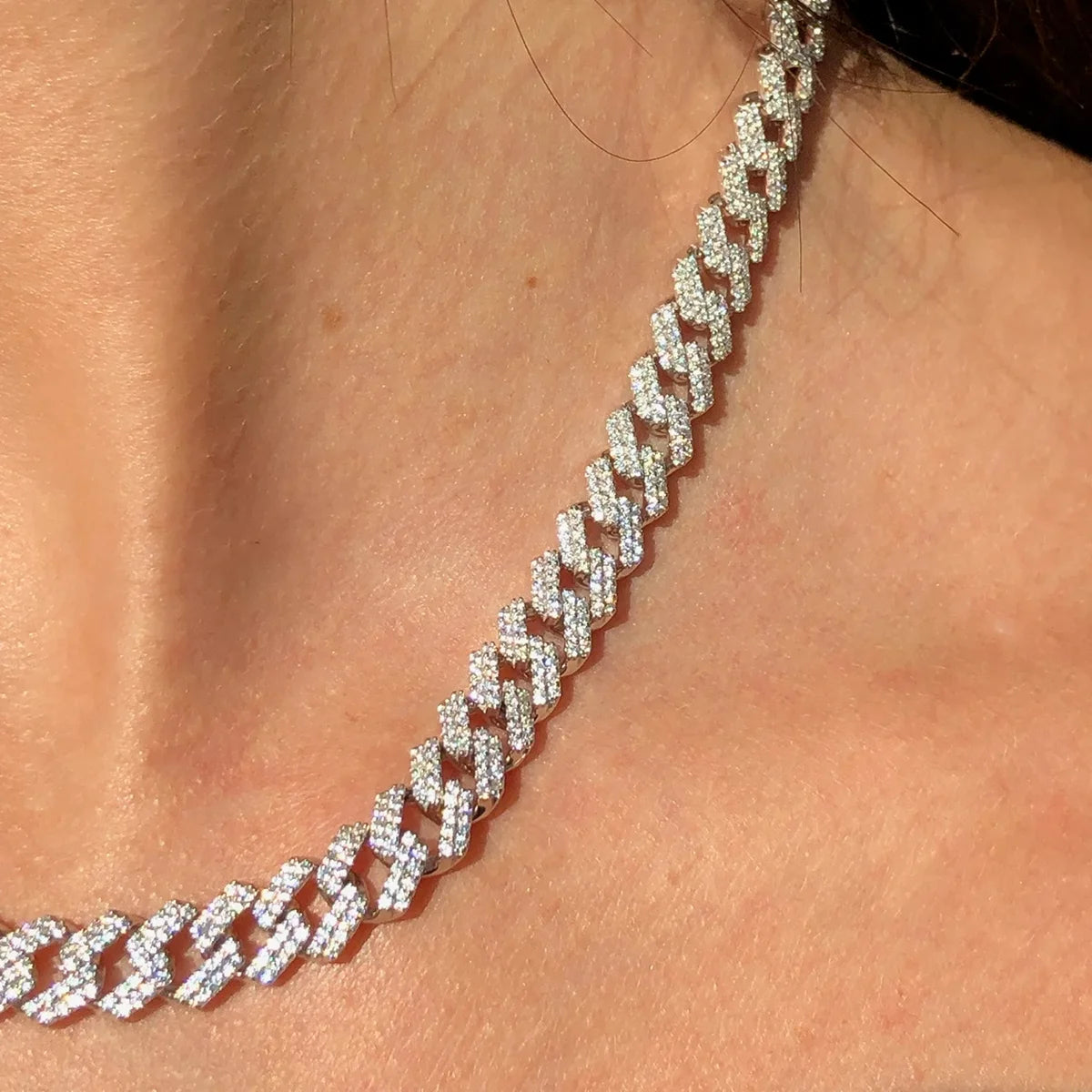 JIUZUAN D Color Full Moissanite Cuban Chain Women'S Necklace Men'S S925 Silver Necklace Hip Hop Fashion Luxury Boutique Jewelry