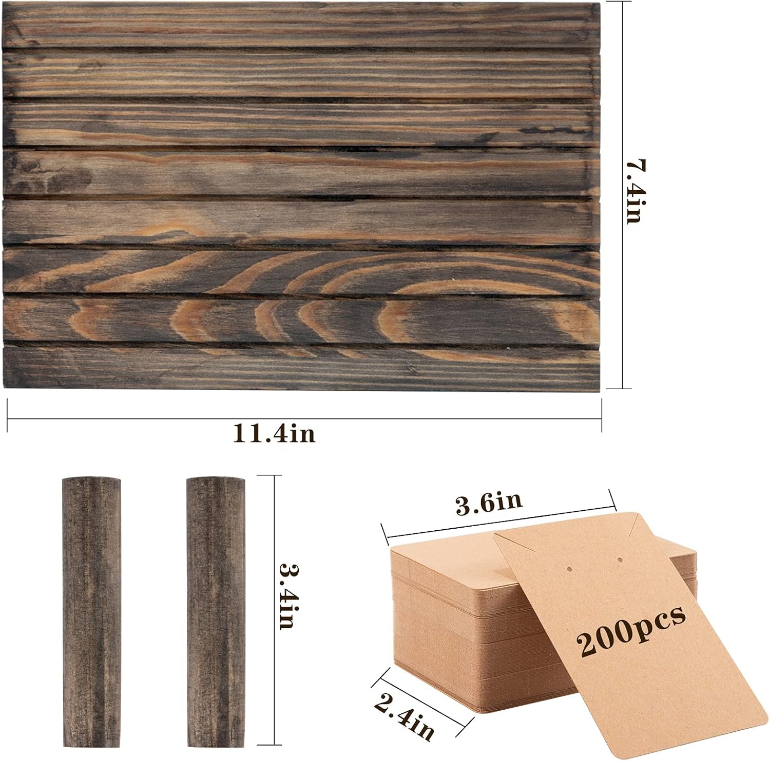 Wooden Earring Display Stands- Portable Wooden Earring Display Holder with 2 Detachable Pegs+ 200Pcs Earring Cardboard for Selling Earring Showing Jewelry Displaying Business Card (Brown)