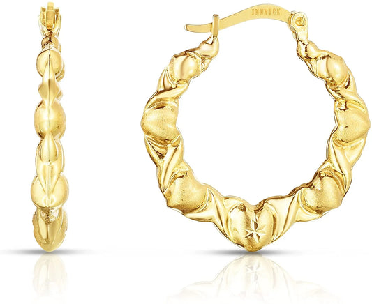 10K Yellow Gold XOXO Graduated Heart-Shaped Hoop Earrings