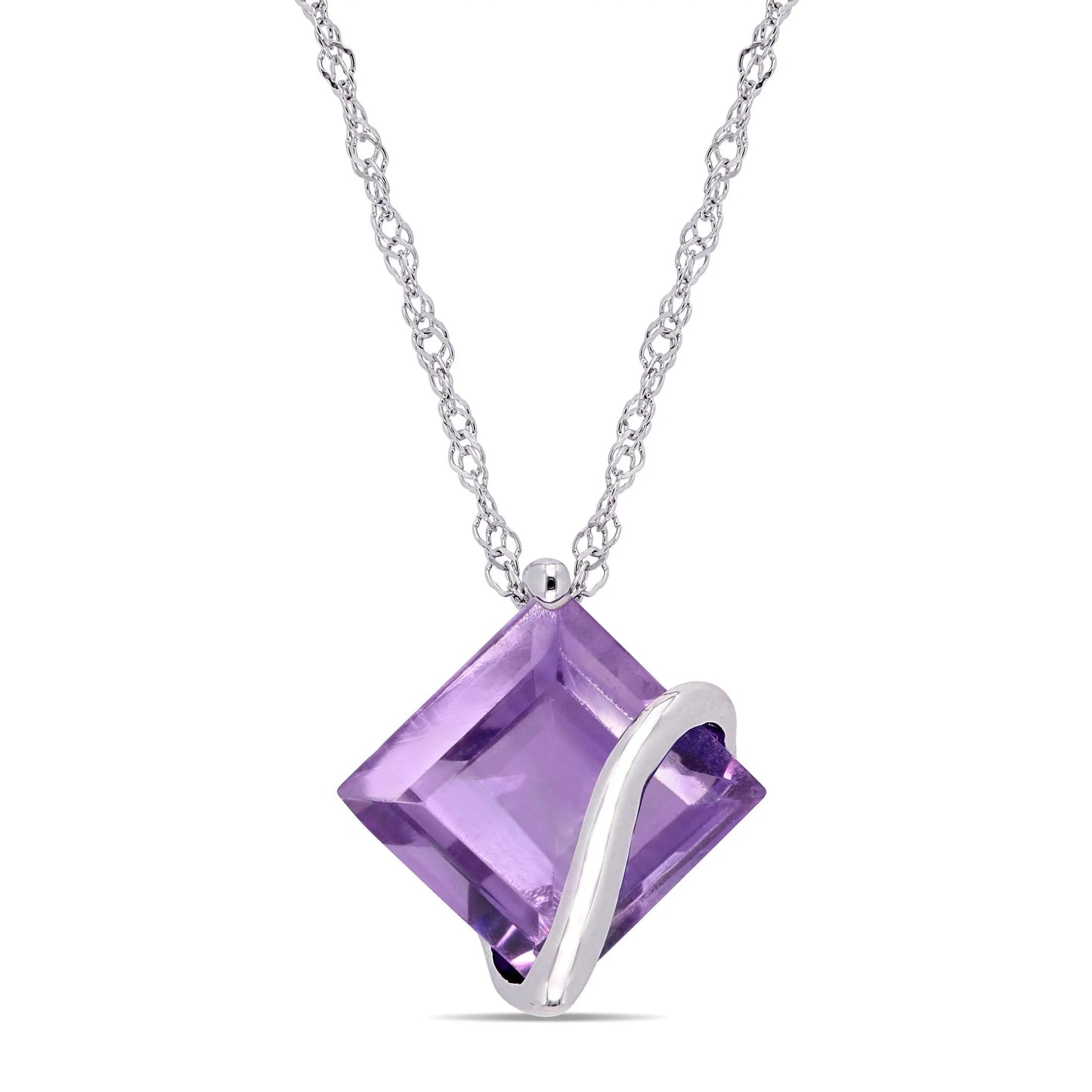 Women'S Amethyst 10K White Gold Necklace