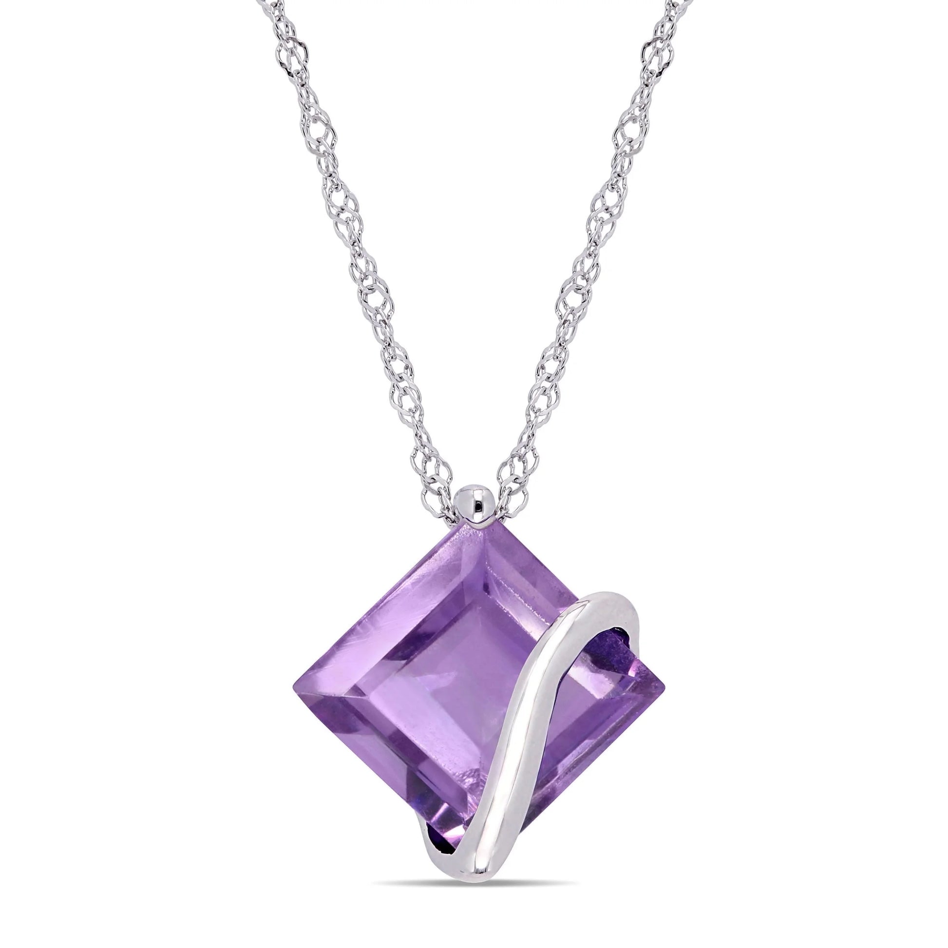 Women'S Amethyst 10K White Gold Necklace