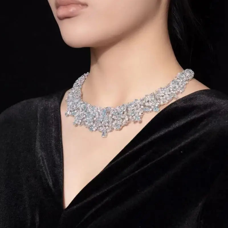 ZOCA Luxury Paraiba Necklaces for Women Genuine 925 Silver Jewelry Women'S Accessories Bride Wedding Bridal Accessories Brides