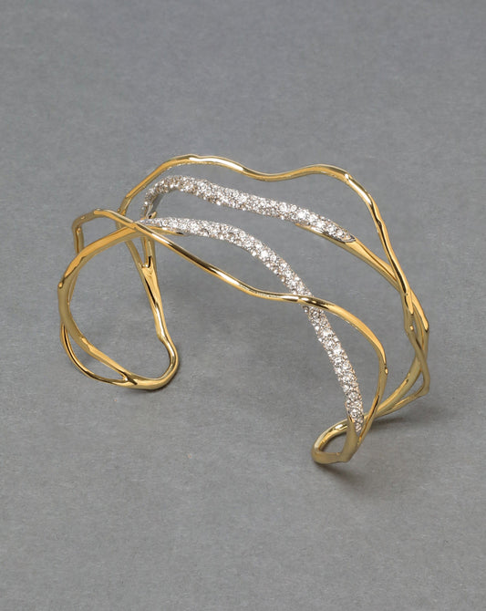 Solanales Gold Crystal Intertwined Cuff Bracelet