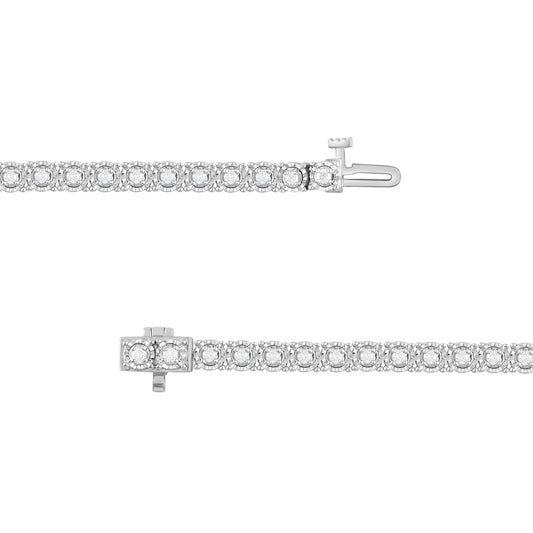 1.00 Carat T.W. Diamond Circle Link Tennis Bracelet in Sterling Silver (J, I3)