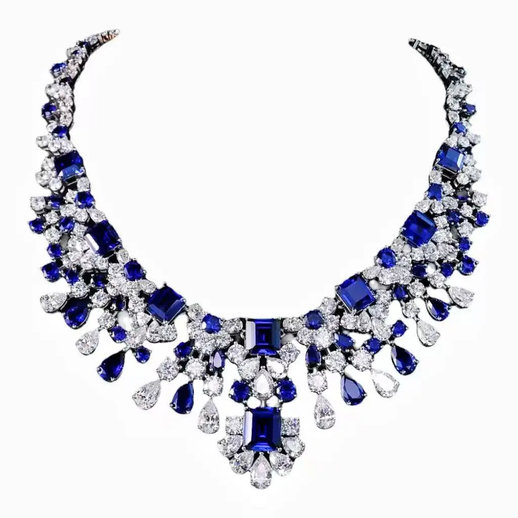 ZOCA Luxury Paraiba Necklaces for Women Genuine 925 Silver Jewelry Women'S Accessories Bride Wedding Bridal Accessories Brides