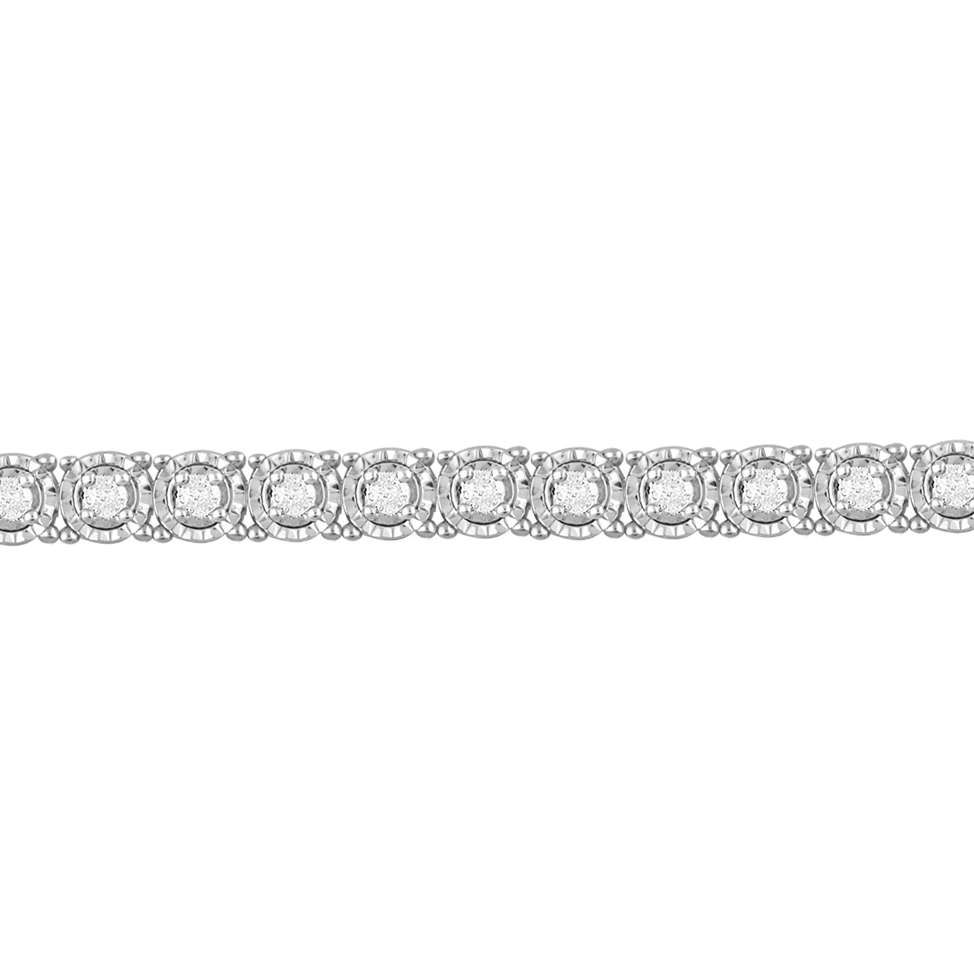 1.00 Carat T.W. Diamond Circle Link Tennis Bracelet in Sterling Silver (J, I3)