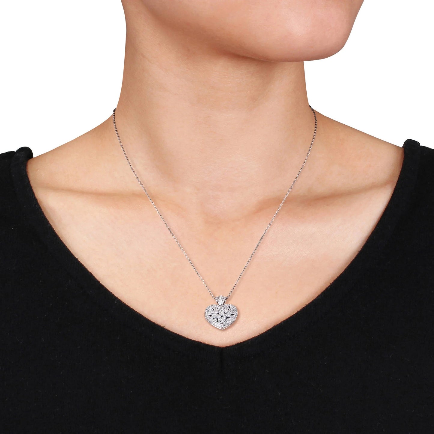Women'S Diamond Sterling Silver Necklace
