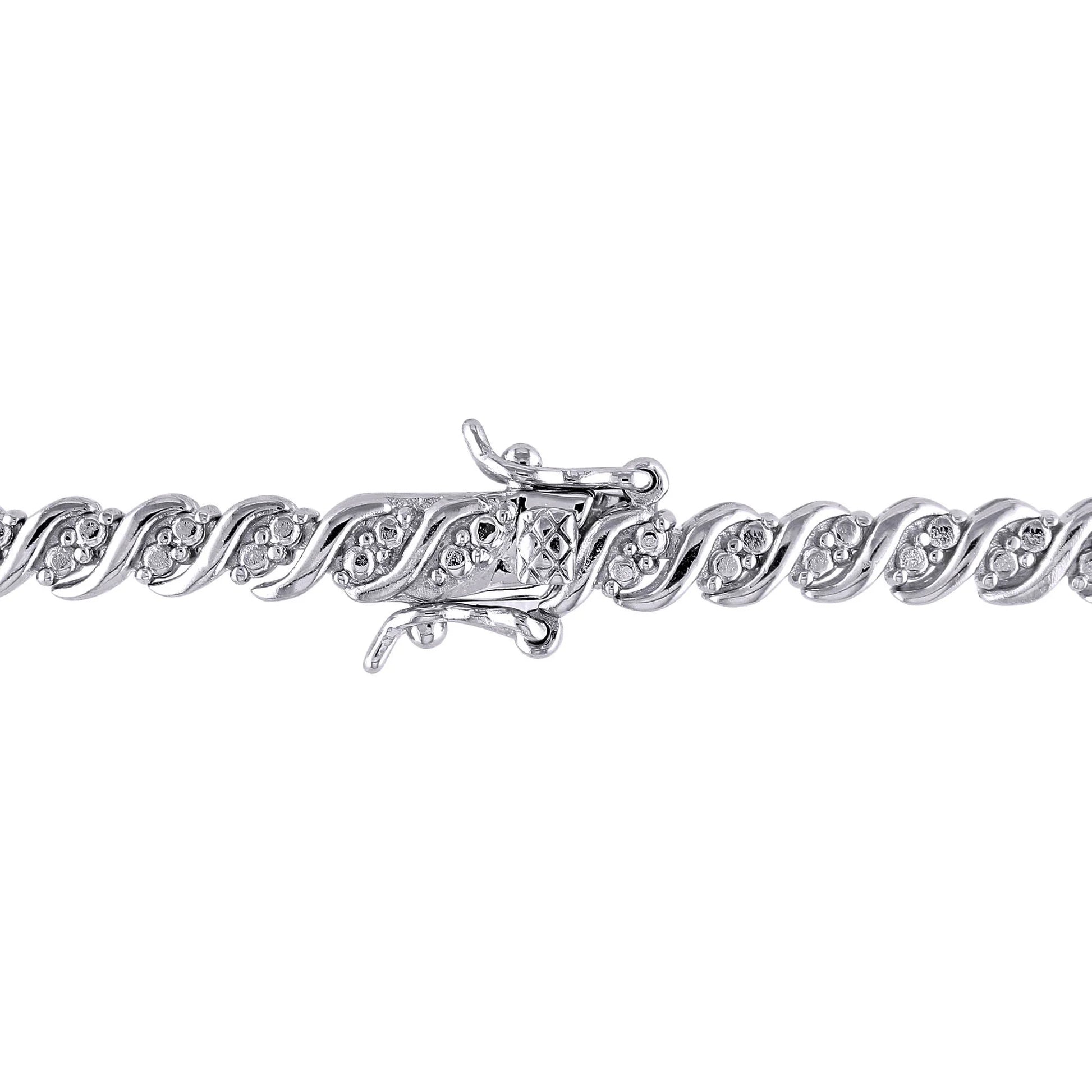 Women'S Diamond Diamond Sterling Silver Tennis Bracelet