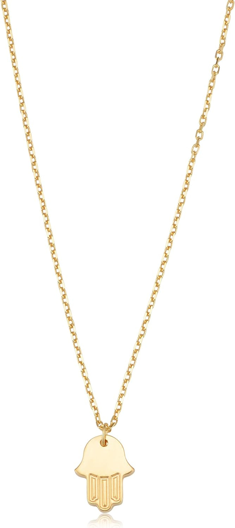 14K Yellow or White Gold Hamsa Pendant Adjustable Necklace Ror Women (Adjusts to 16 or 17 Inch)