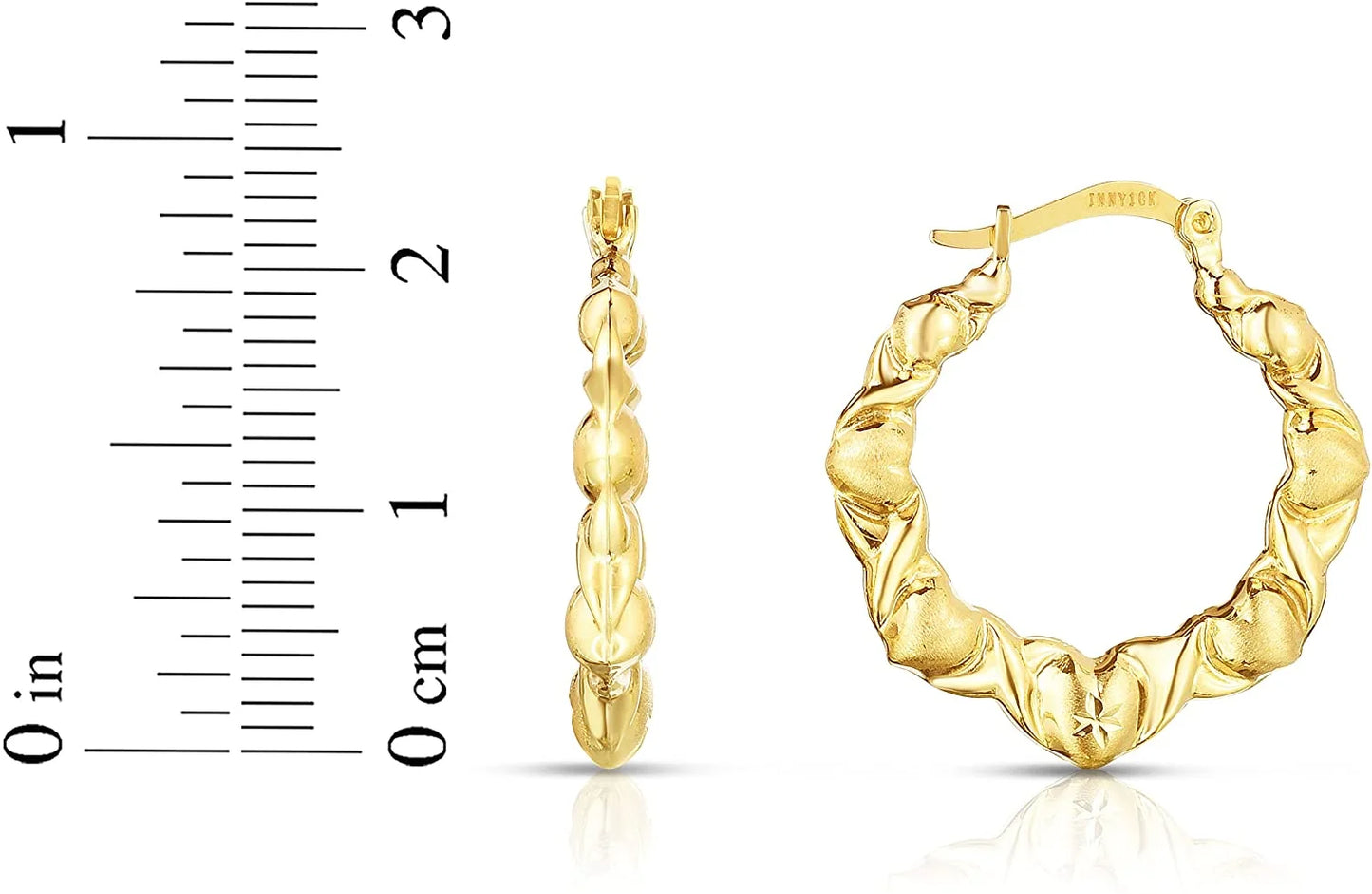 10K Yellow Gold XOXO Graduated Heart-Shaped Hoop Earrings