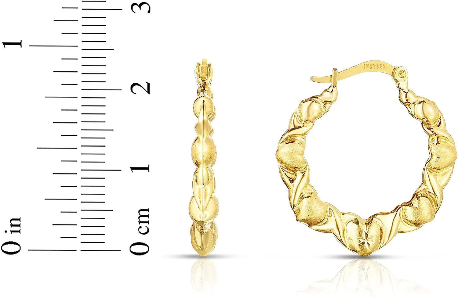 10K Yellow Gold XOXO Graduated Heart-Shaped Hoop Earrings