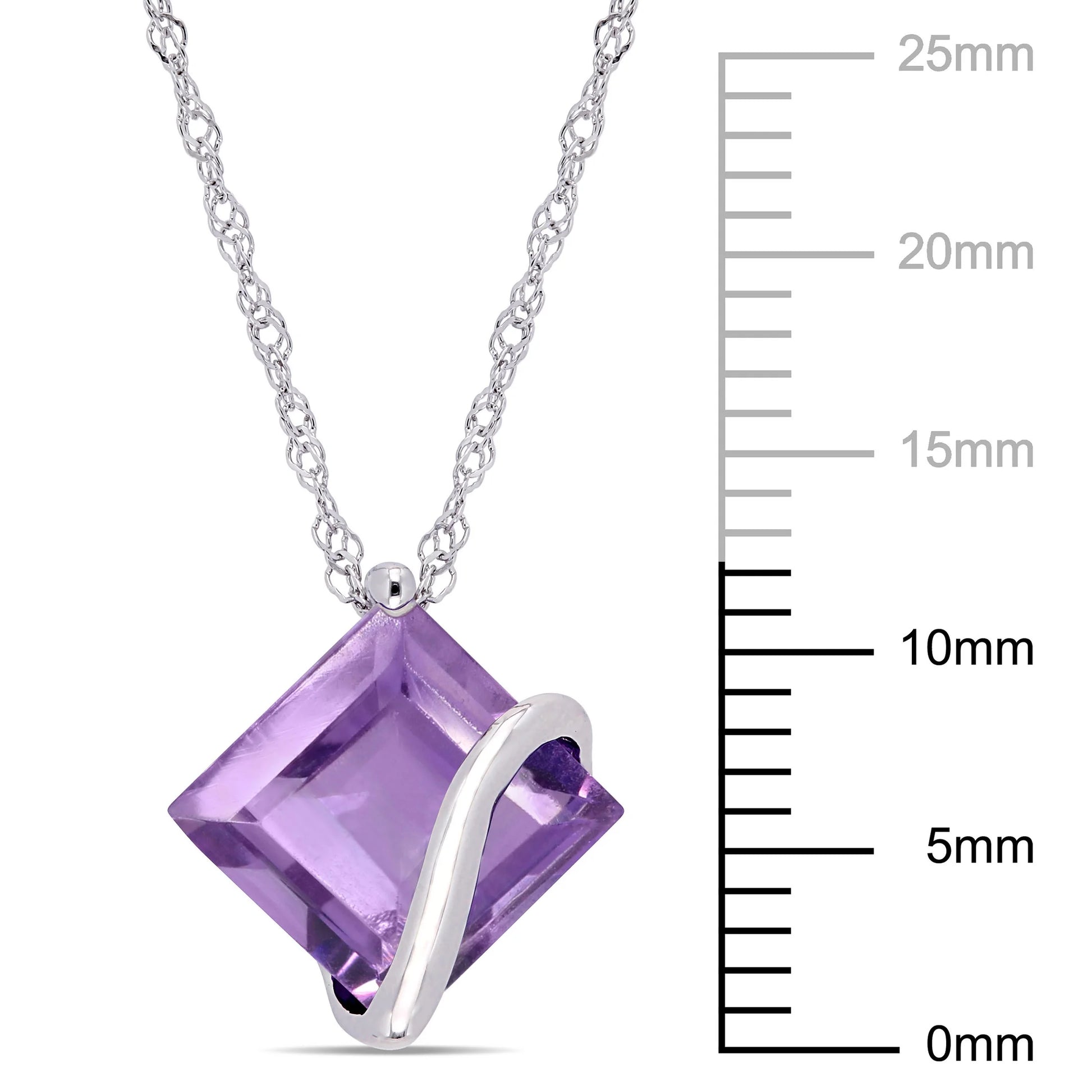 Women'S Amethyst 10K White Gold Necklace