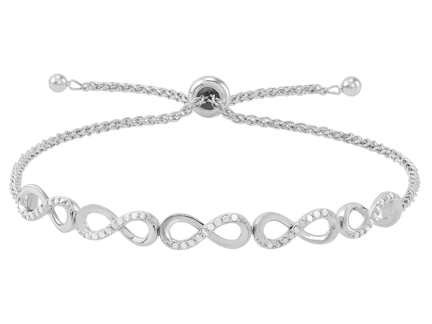 1/4 Carat Diamond Infinity Bolo Bracelet in Sterling Silver
