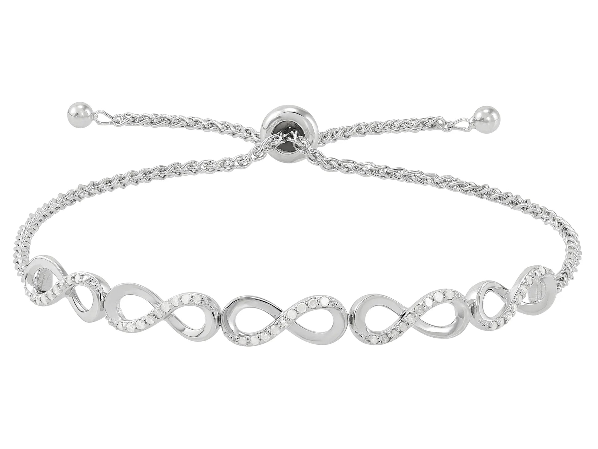 1/4 Carat Diamond Infinity Bolo Bracelet in Sterling Silver