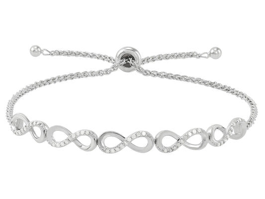 1/4 Carat Diamond Infinity Bolo Bracelet in Sterling Silver