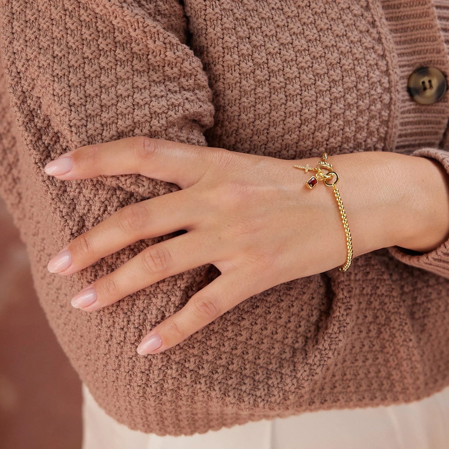 Josephine Cross Birthstone Bracelet