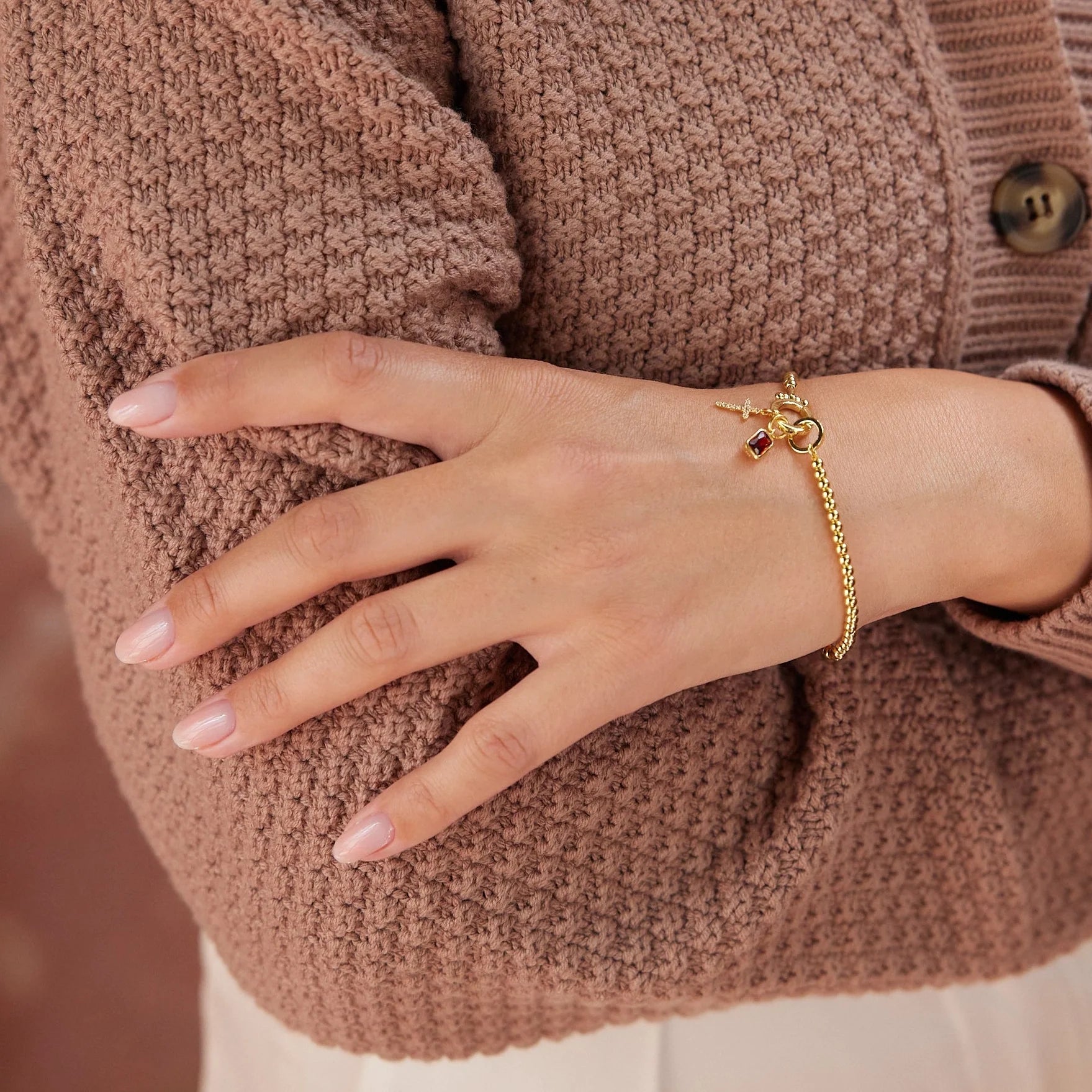 Josephine Cross Birthstone Bracelet