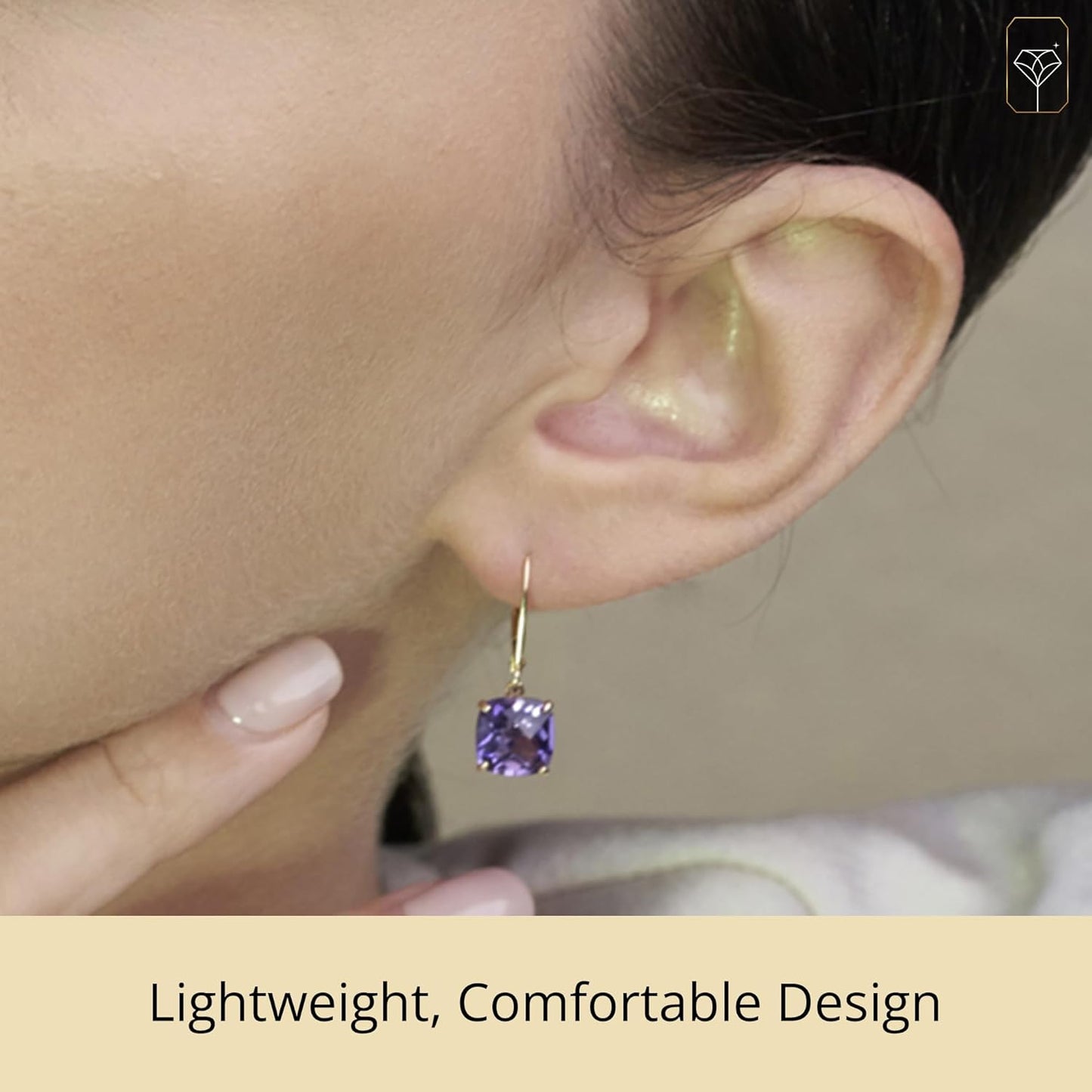 14K White or Yellow Gold Cushion Cut Gemstone Dangle Earrings for Women Featuring 8mm Birthstones