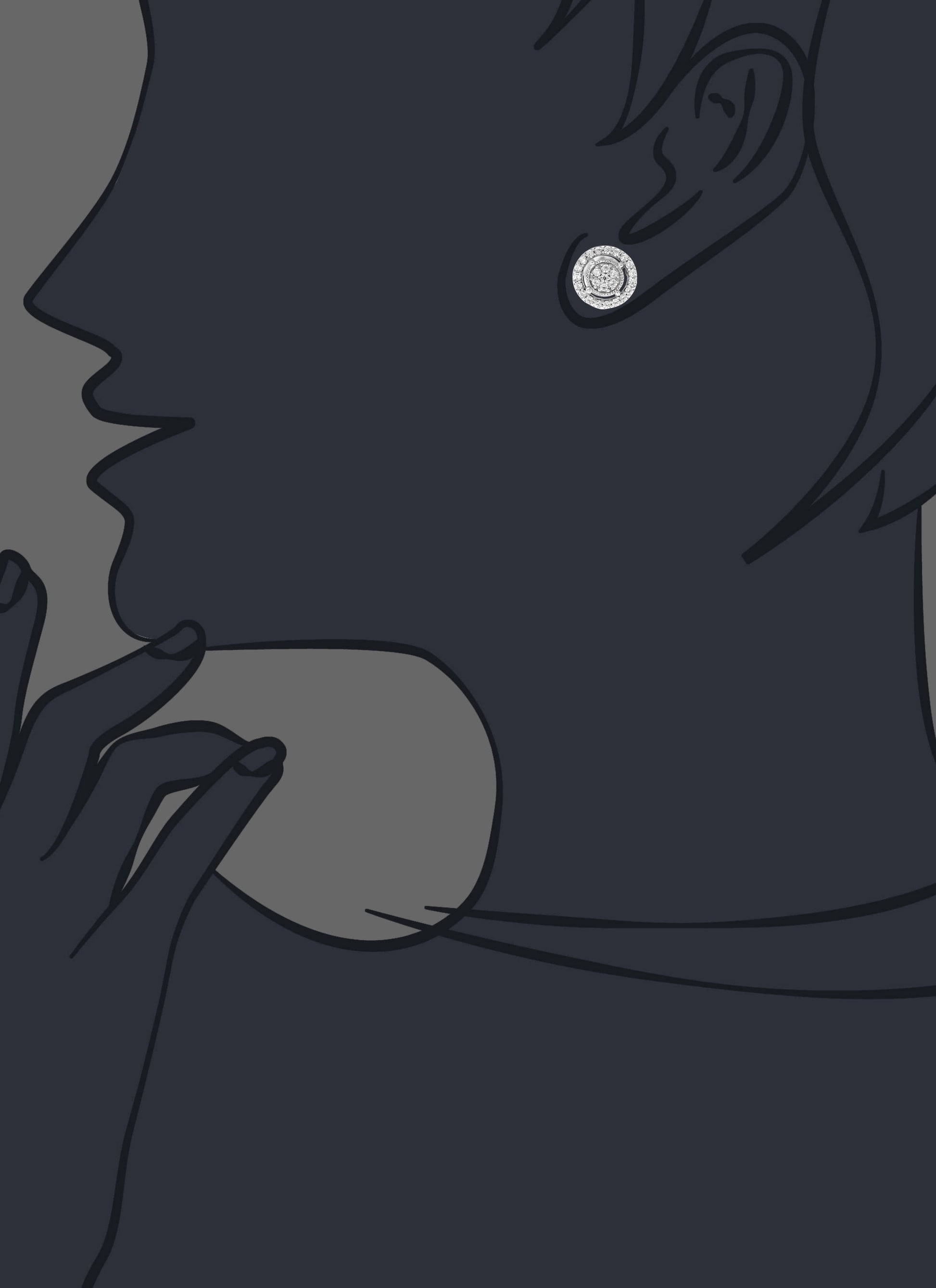 0.5 CTTW Round Diamond Stud Earrings in .925 Sterling Silver with Rhodium Finish for Women