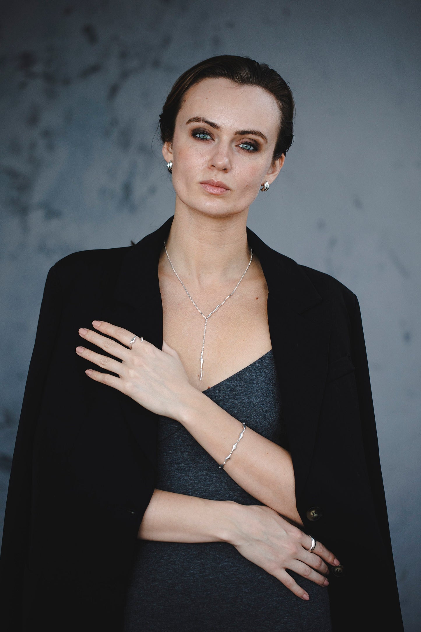 Breeze Lariat Necklace, Sterling Silver Necklace, Adjustable Silver Necklace, Y Necklace, Long Silver Necklace, Minimalist Silver Necklace