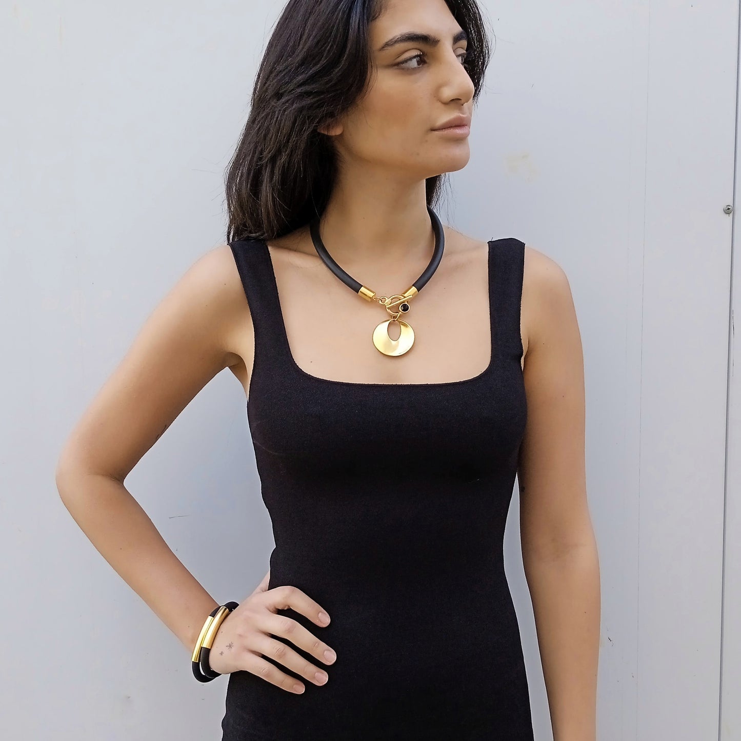 Gold Bib Necklace, Bold Statement Necklace, Abstract Necklace