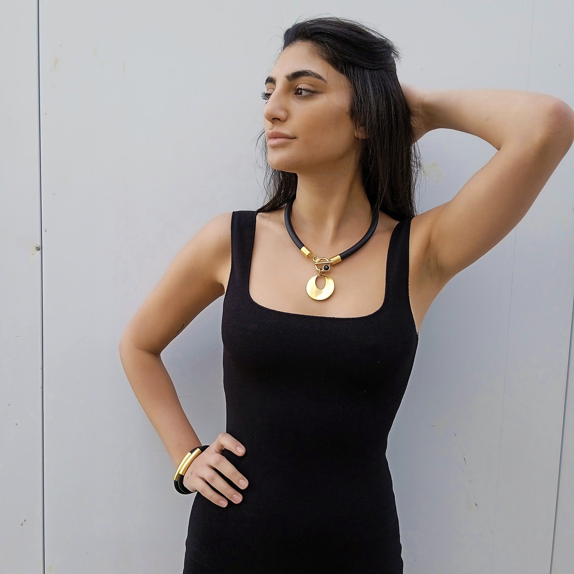 Gold Bib Necklace, Bold Statement Necklace, Abstract Necklace